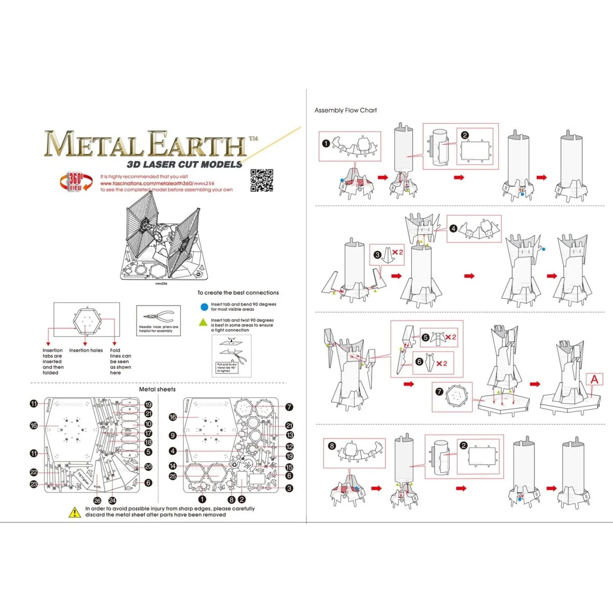 TIE Fighter Star Wars Metal Earth Metal Earth MMS256 - 7 TIE Fighter Star Wars Metal Earth Metal Earth MMS256 - 7