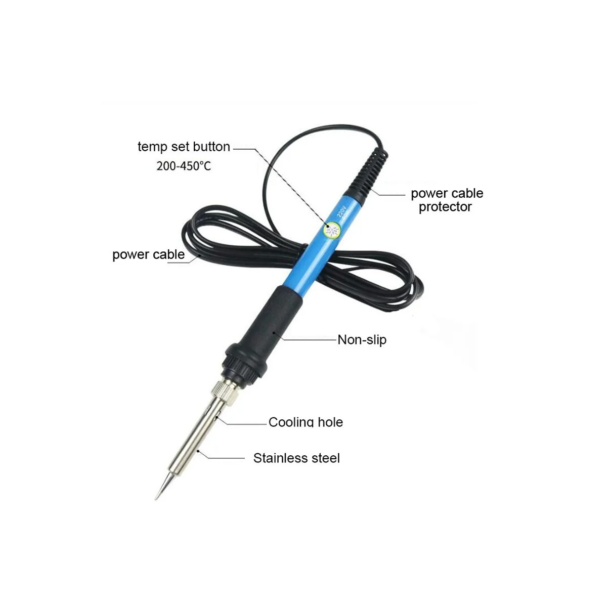 Fer à souder 220V 60W, température ajustable + accessoires 1077119 - 3 Fer à souder 220V 60W, température ajustable + accessoires 1077119 - 3