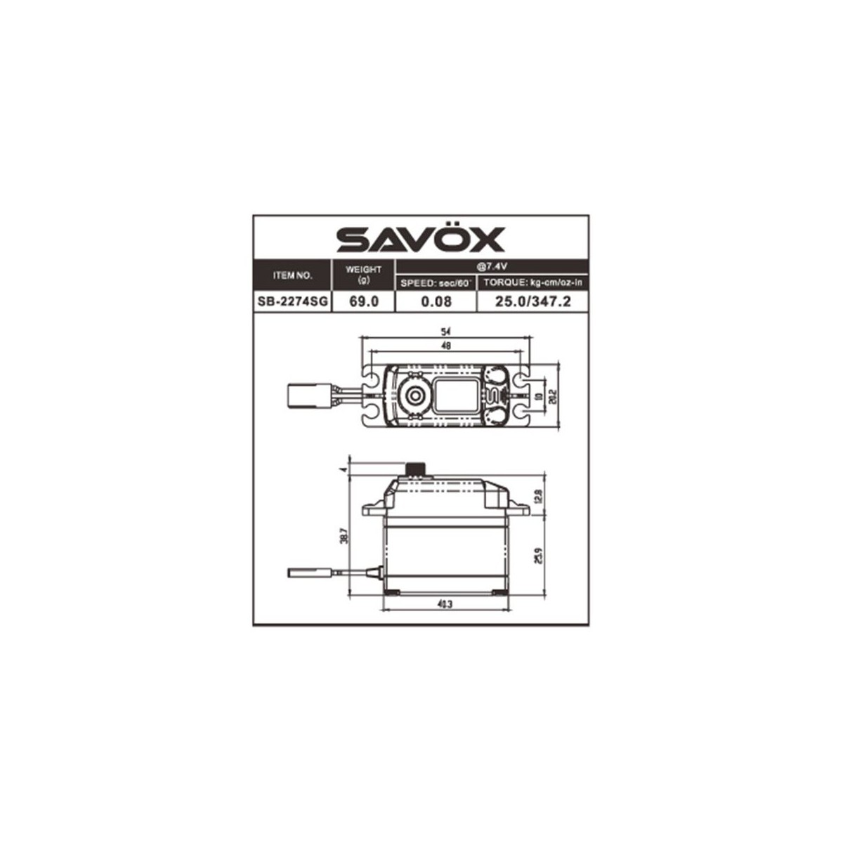 SB-2274SG Bls HV Savox servo Savox SB-2274SG - 2