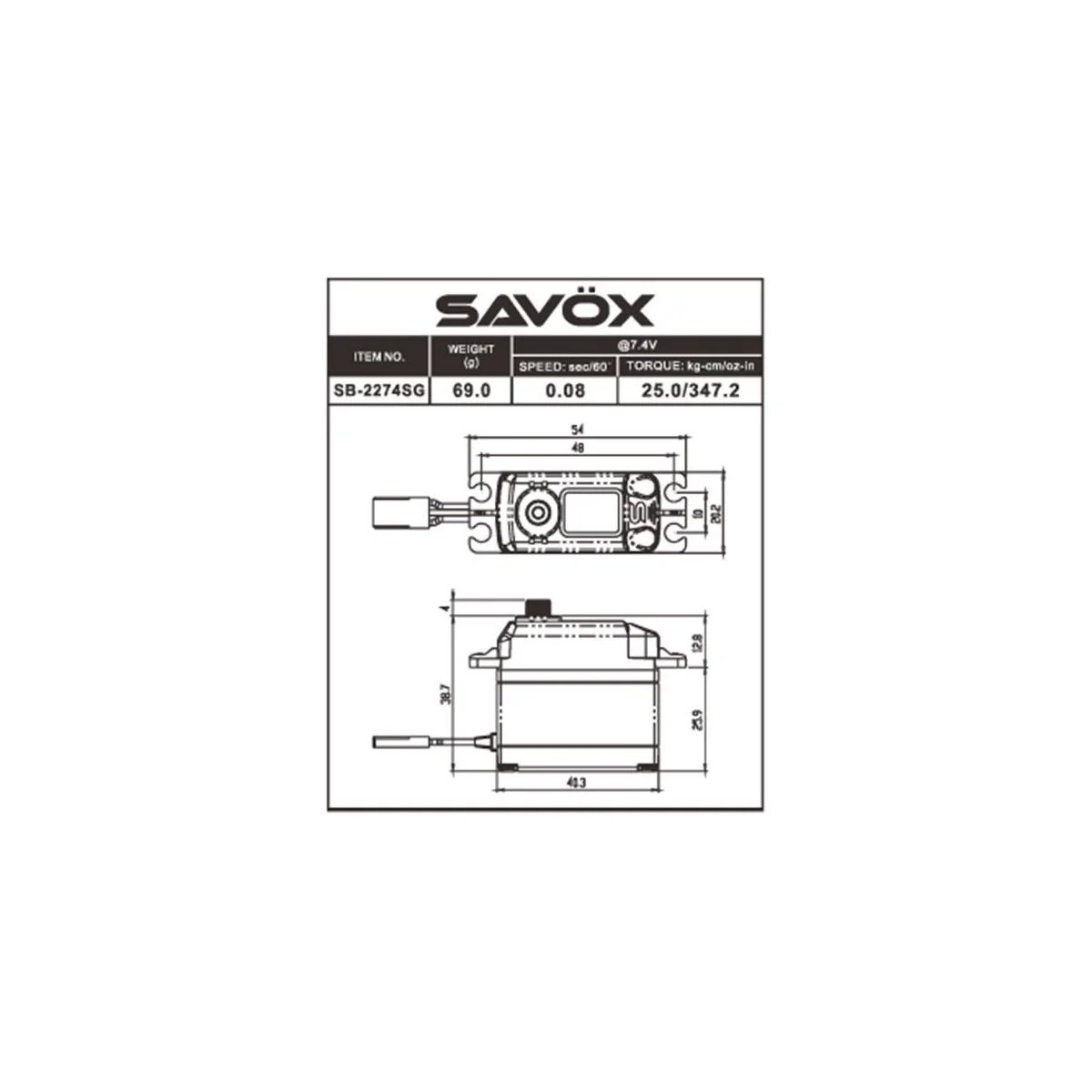 Servo SB-2274SG Bls HV Savox Savox SB-2274SG - 2