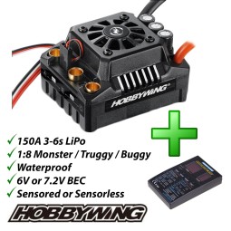 Variateur brushless EZRUN MAX8 V3 150A 1/8 Hobbywing Hobbywing 30103200 - 1