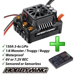 Variateur brushless EZRUN MAX8 V3 150A 1/8 Hobbywing Hobbywing 30103200 - 1