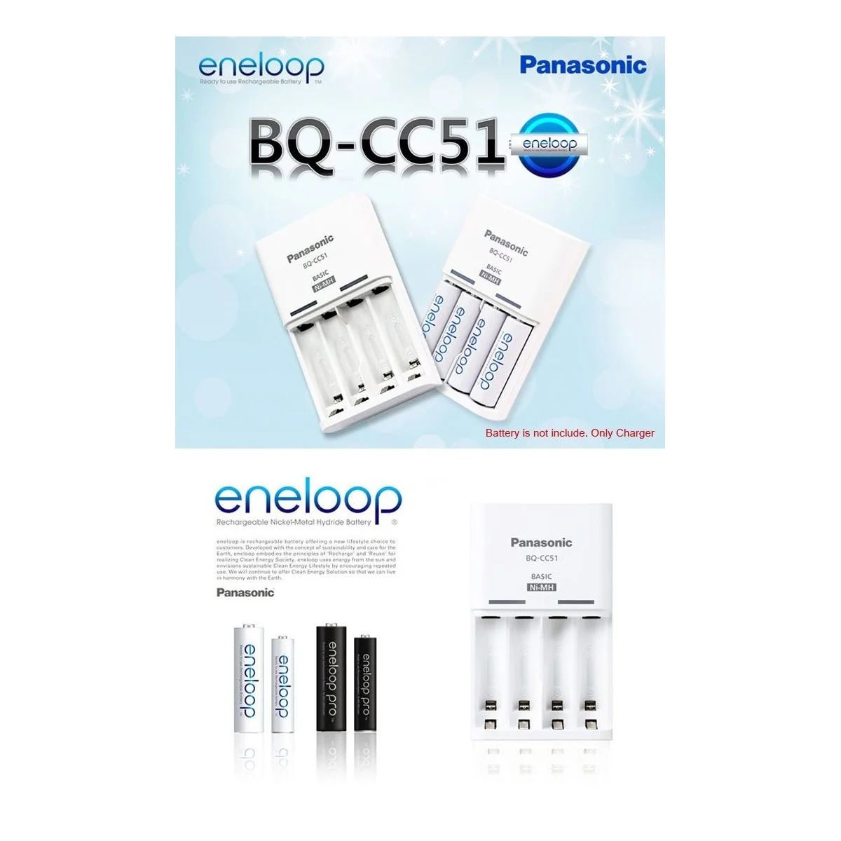 Charger AA / AAA BQ - CC51E Eneloop BQ-CC51E - 2 Charger AA / AAA BQ - CC51E Eneloop BQ-CC51E - 2