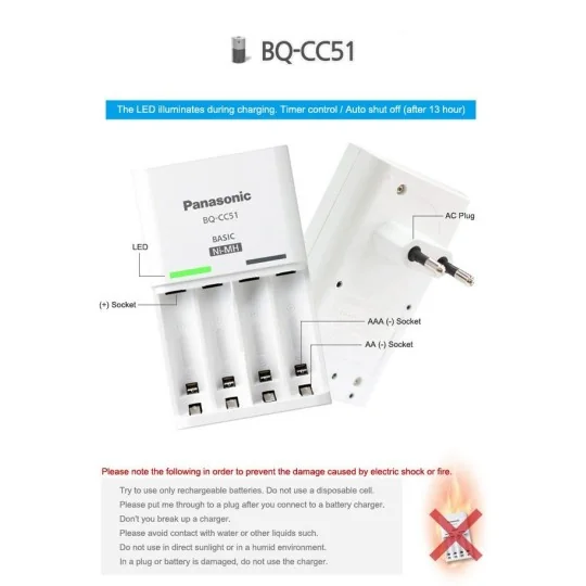 Charger AA / AAA BQ - CC51E Eneloop BQ-CC51E - 4 BQ-CC51E-Charger AA / AAA BQ - CC51E Eneloop - BQ-CC51E