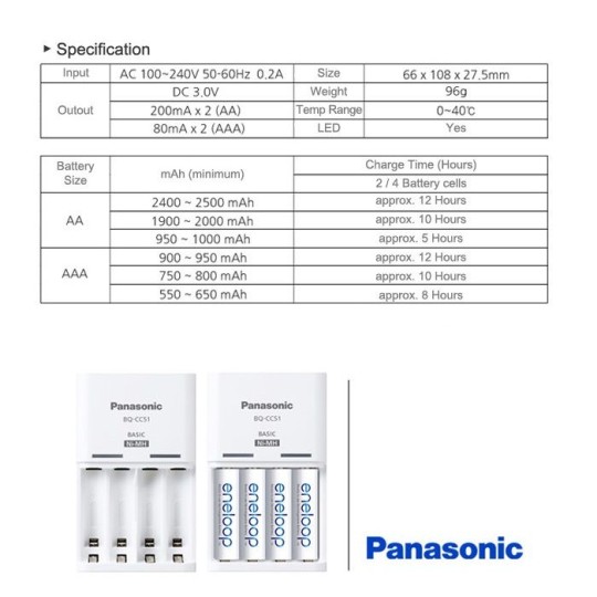 BQ-CC51E-Chargeur piles AA / AAA BQ-CC51E Eneloop
