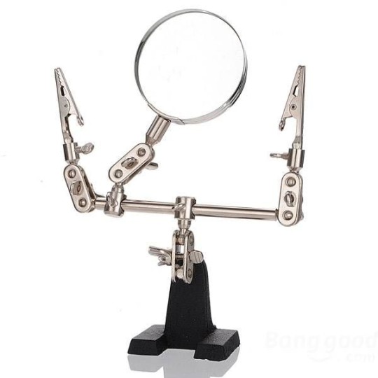 Troisième main Mini étau de précision avec loupe et support fer à souder FAST460 - 1 FAST460-Troisième main Mini étau de précision avec loupe et support fer à souder - FAST460