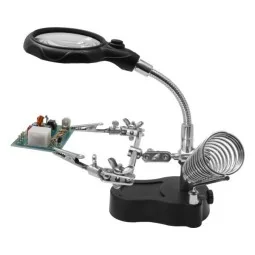 Troisième main de précision avec loupe flexible, LED et support fer à souder Siva SV-HH3 - 1