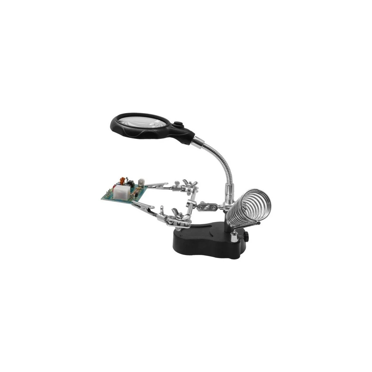 Troisième main de précision avec loupe flexible, LED et support fer à souder Siva SV-HH3 - 1