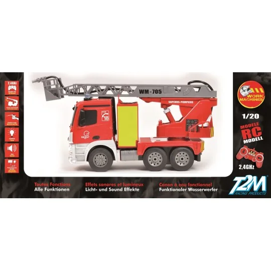 Camion pompier grande échelle RC - T2M T2M T705 - 7 T705-Camion pompier grande échelle RC - T2M - T705