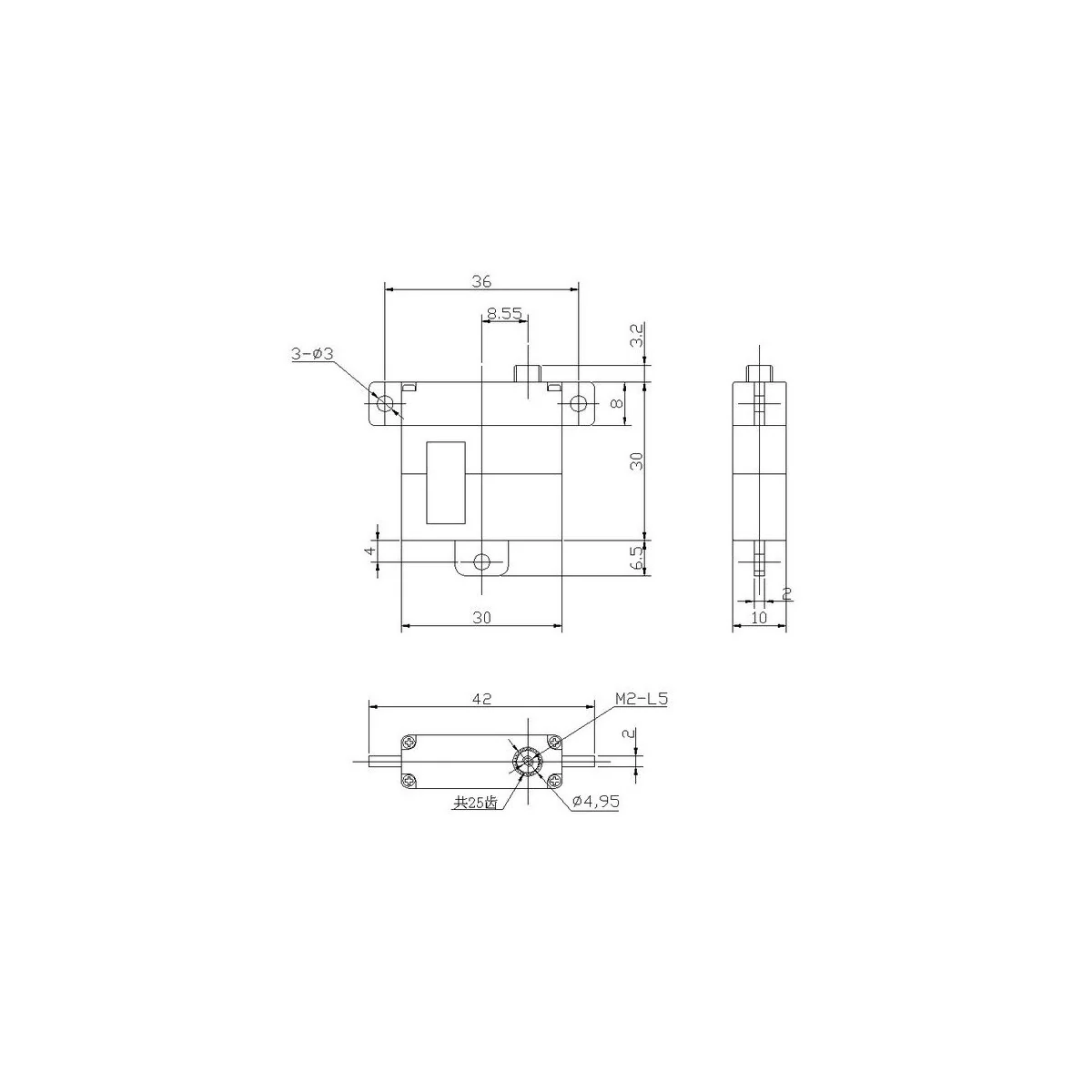 Mini servo flat wing DA2321T GB-teak Go-Teck DA2321T - 3