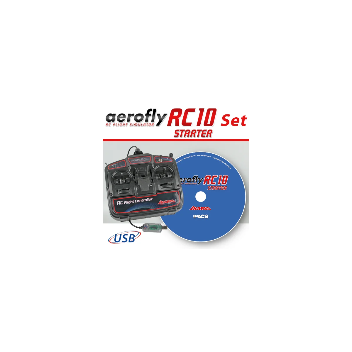 Simulateur Aerofly RC10 Starter + Télécommande USB Ikarus Ikarus IK3092051 - 1 Simulateur Aerofly RC10 Starter + Télécommande USB Ikarus Ikarus IK3092051 - 1