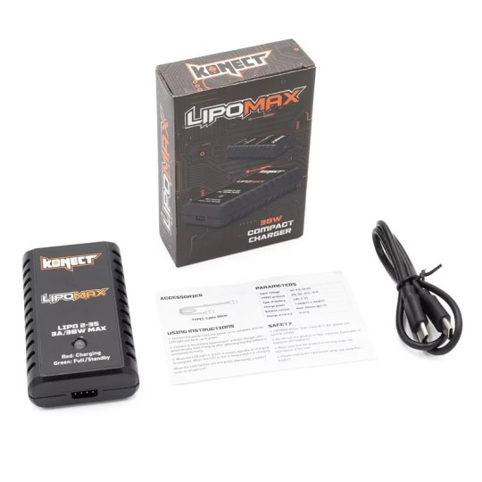 KN-LIPOMAX-Konect 2-3S 38W USB-C LiPo Charger - KN-LIPOMAX