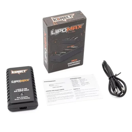 Konect 2-3S 38W USB-C LiPo Charger Konect KN-LIPOMAX - 5 KN-LIPOMAX-Konect 2-3S 38W USB-C LiPo Charger - KN-LIPOMAX