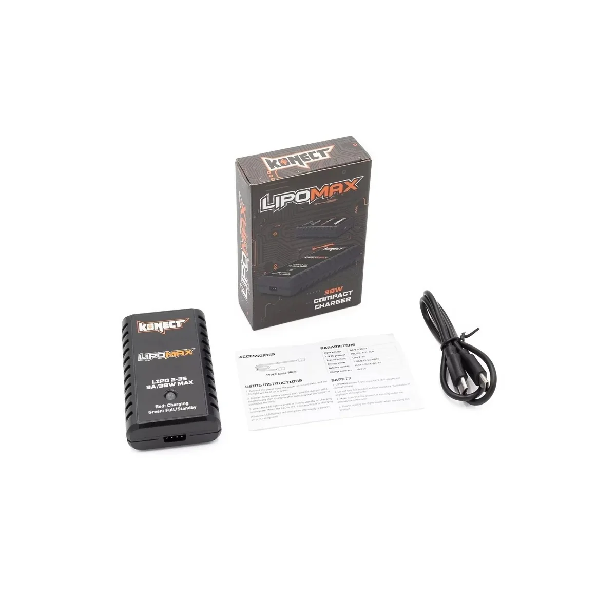 Konect 2-3S 38W USB-C LiPo Charger Konect KN-LIPOMAX - 5 Konect 2-3S 38W USB-C LiPo Charger Konect KN-LIPOMAX - 5