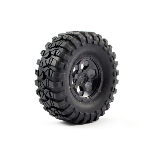 FTX8170B-Roues crawler Outback jante 6 rayons noires 1/10 (2) FTX