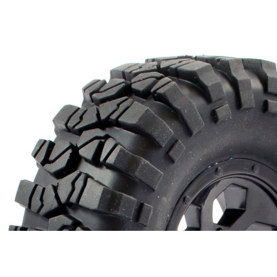 FTX8170B-Roues crawler Outback jante 6 rayons noires 1/10 (2) FTX