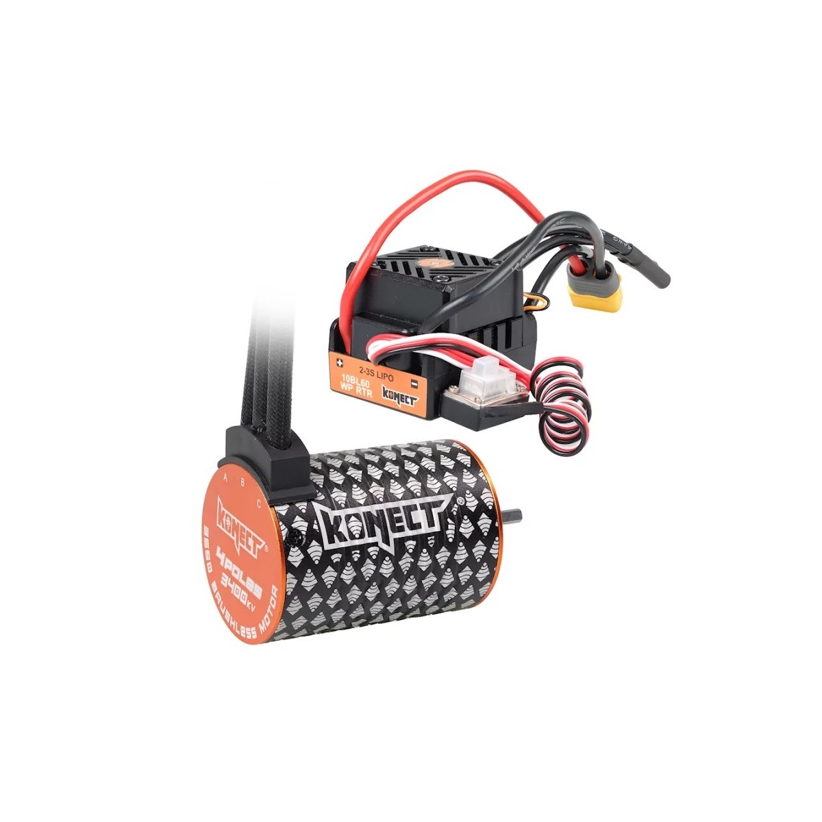 Combo brushless 1/10 ESC 60A WP + motor 4P 3650SL 3400KV Konect Hobbytech KN-COMBO-D2 - 1