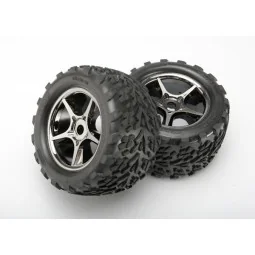 Pneus Talon 3.8 + Jantes Gemini Black Chrome (x2) E-Revo Traxxas Traxxas TRX-5374X - 1