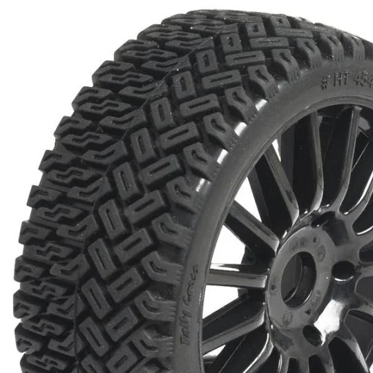 HTR-T454B-Hobbytech TT 1/8 black spoke rim Rallycross tyres
