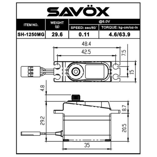 SH-1250MG-Servo mini SH-1250MG Savox