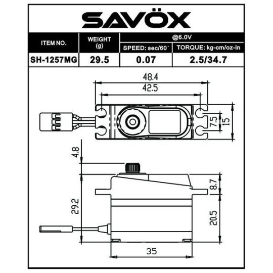 Servo mini SH-1257MG Savox Savox SH-1257MG - 2 SH-1257MG-Servo mini SH-1257MG Savox
