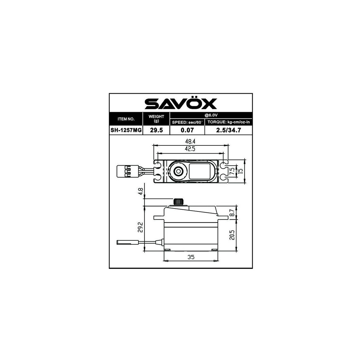 SH - 1257 Savox MG mini servo Savox SH-1257MG - 2 SH - 1257 Savox MG mini servo Savox SH-1257MG - 2