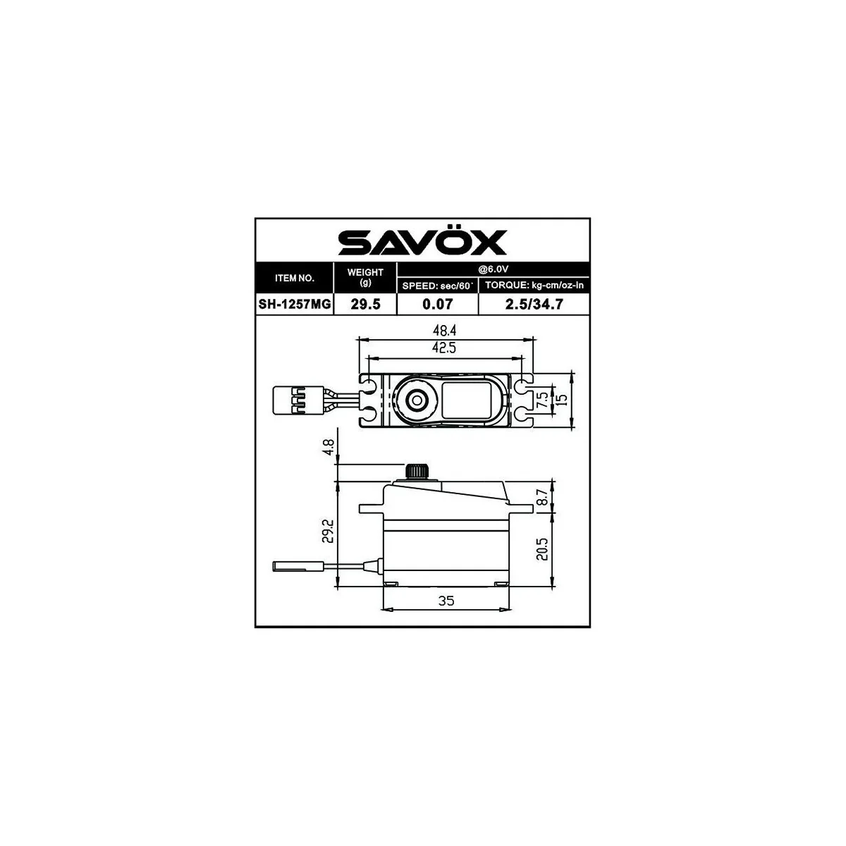 Servo mini SH-1257MG Savox Savox SH-1257MG - 2 Servo mini SH-1257MG Savox Savox SH-1257MG - 2