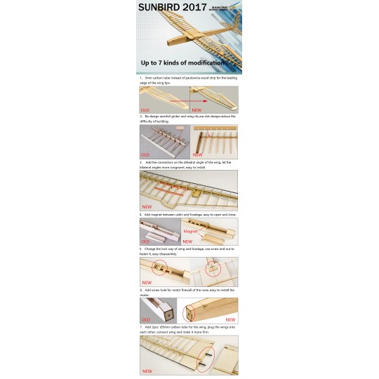 F1601C-Planeur SunBird V2 1600mm kit balsa DW Hobby - F1601C