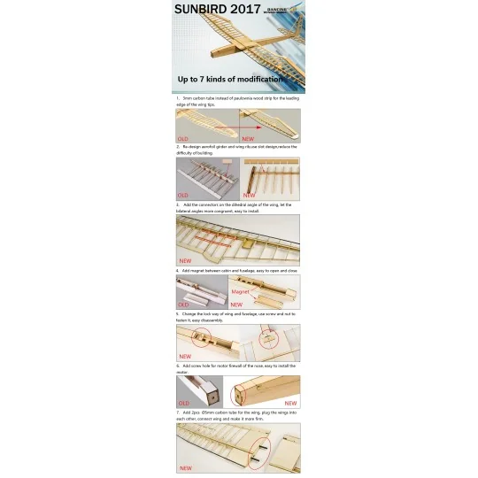 Planeur SunBird V2 1600mm kit balsa DW Hobby DW Hobby - Dancing Wings Hobby F1601C - 9 F1601C-Planeur SunBird V2 1600mm kit balsa DW Hobby - F1601C