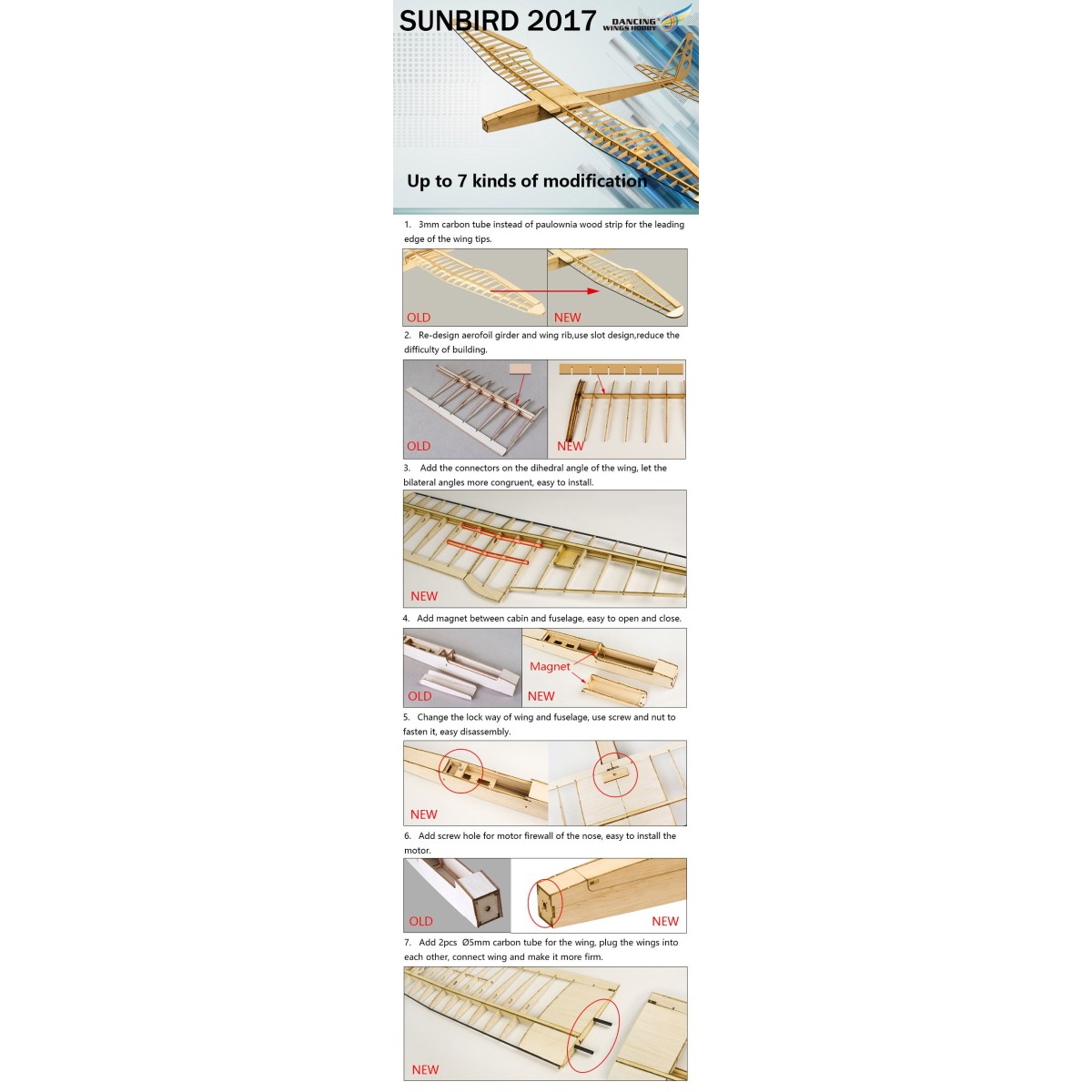 Planeur SunBird V2 1600mm kit balsa DW Hobby DW Hobby - Dancing Wings Hobby F1601C - 9