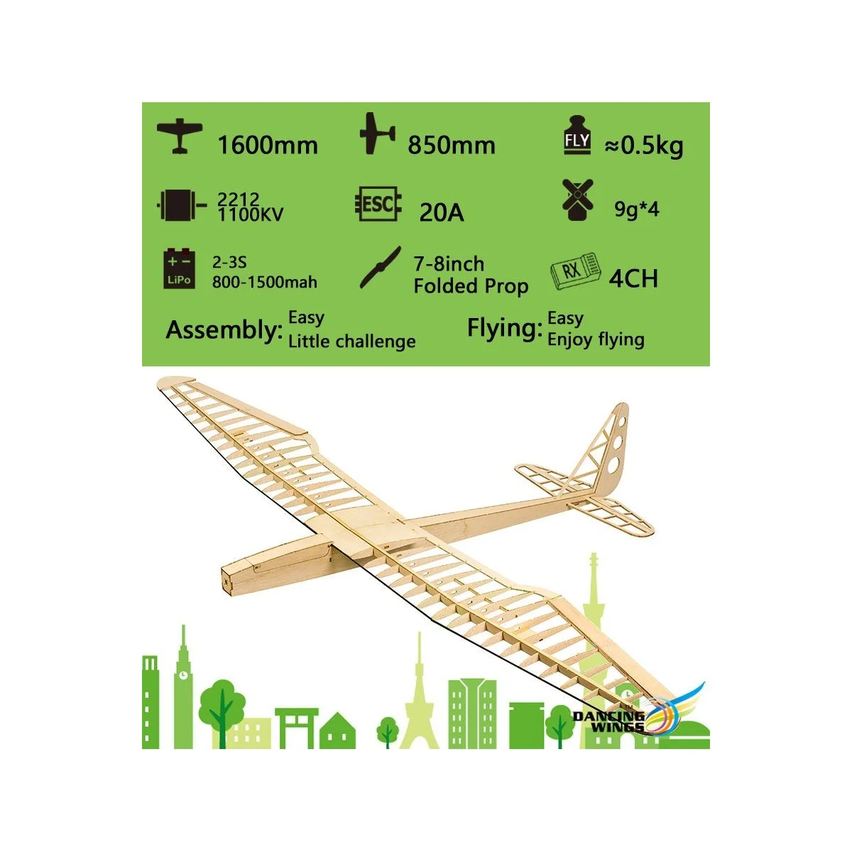 Planeur SunBird V2 1600mm kit balsa DW Hobby DW Hobby - Dancing Wings Hobby F1601C - 10 Planeur SunBird V2 1600mm kit balsa DW Hobby DW Hobby - Dancing Wings Hobby F1601C - 10