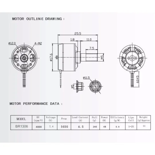 BR1306 Racetar 4000Kv brushless motor 1078045 - 2 1078045-BR1306 Racetar 4000Kv brushless motor - 1078045