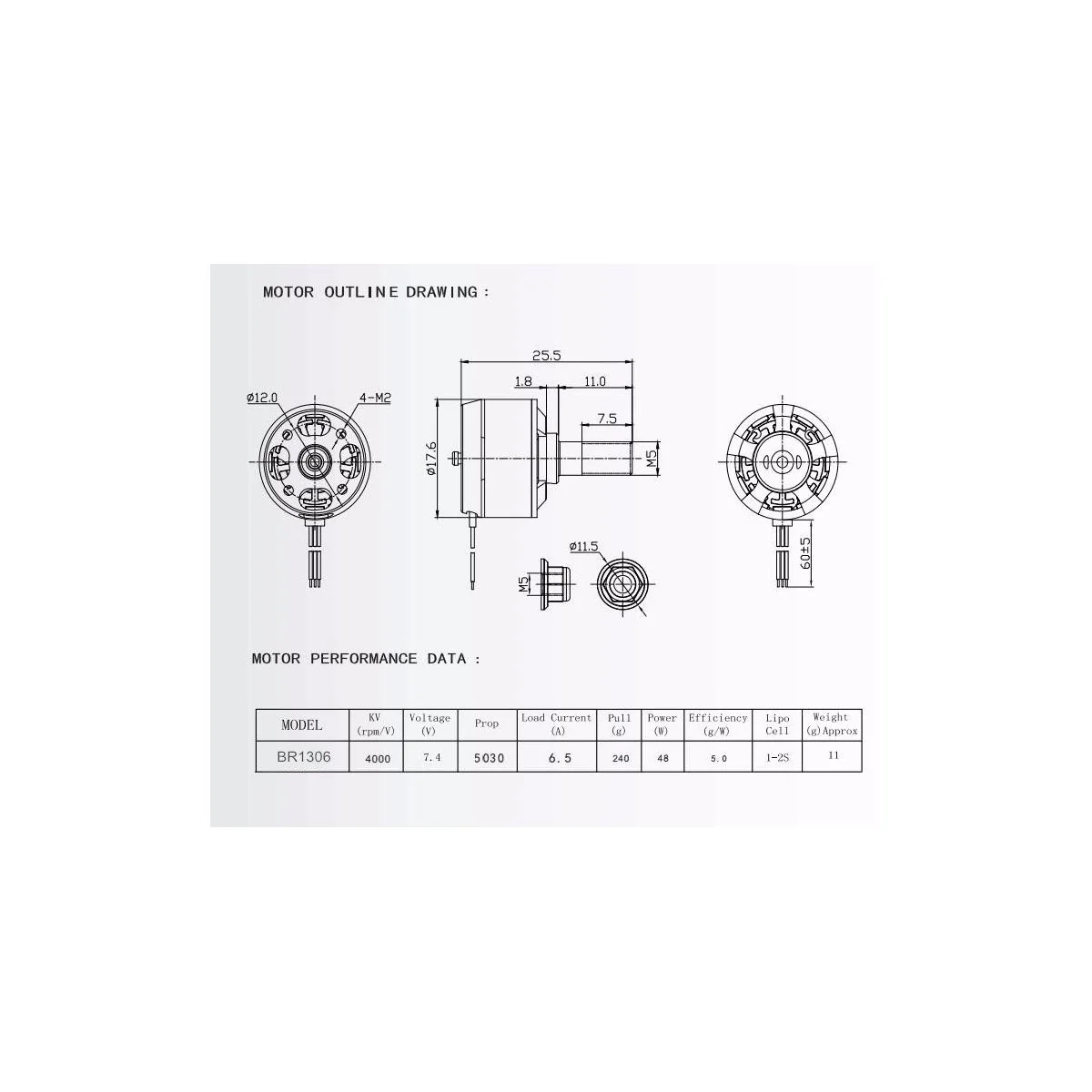 BR1306 Racetar 4000Kv brushless motor 1078045 - 2 BR1306 Racetar 4000Kv brushless motor 1078045 - 2