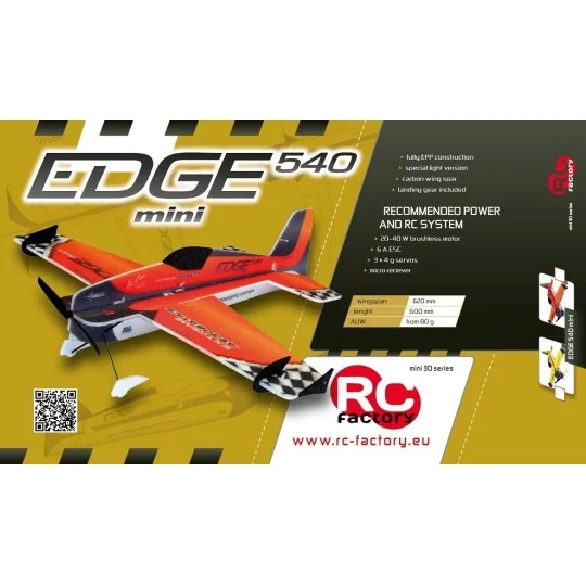Edge 540 yellow 620mm RC Factory EPP Kit RC Factory M09 - 3 M09-Edge 540 yellow 620mm RC Factory EPP Kit - M09