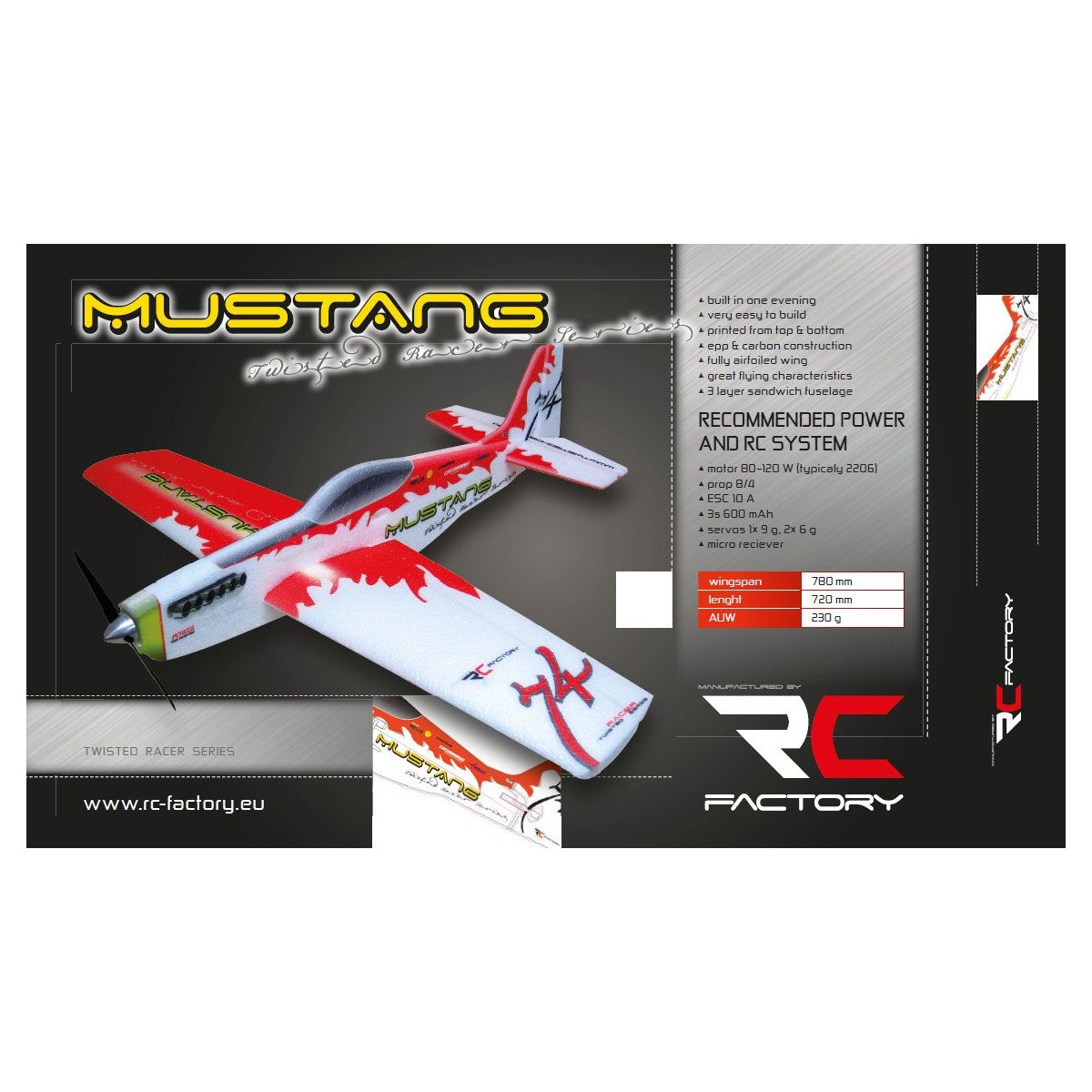 780mm yellow Mustang RC Factory EPP Kit RC Factory TR02 - 2 780mm yellow Mustang RC Factory EPP Kit RC Factory TR02 - 2