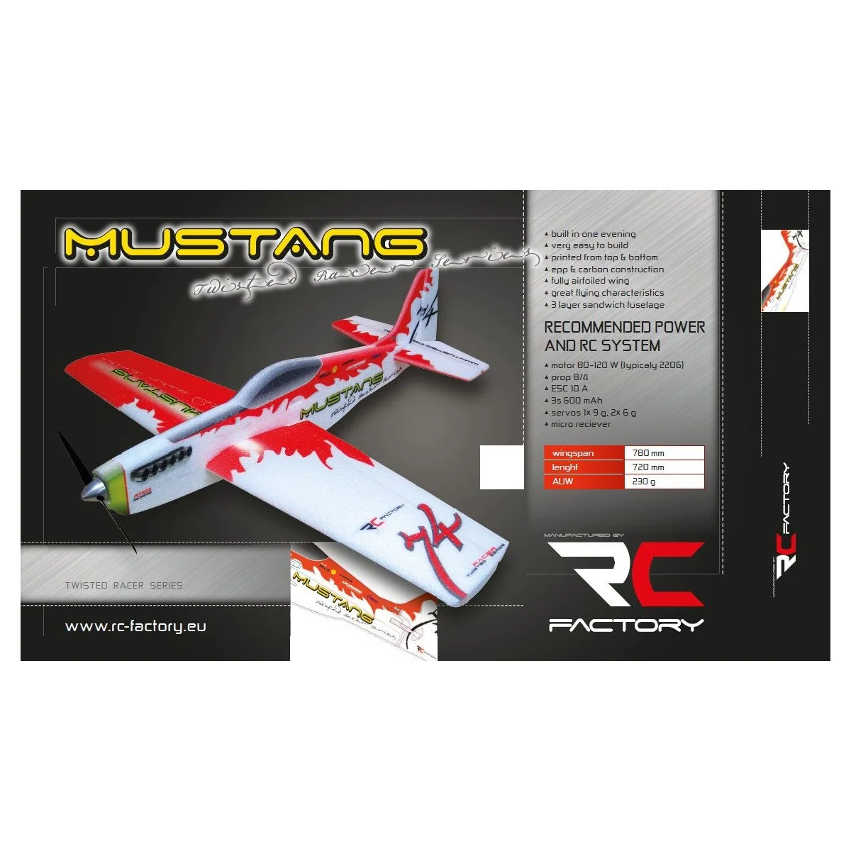 Mustang jaune 780mm Kit EPP RC Factory RC Factory TR02 - 2 Mustang jaune 780mm Kit EPP RC Factory RC Factory TR02 - 2