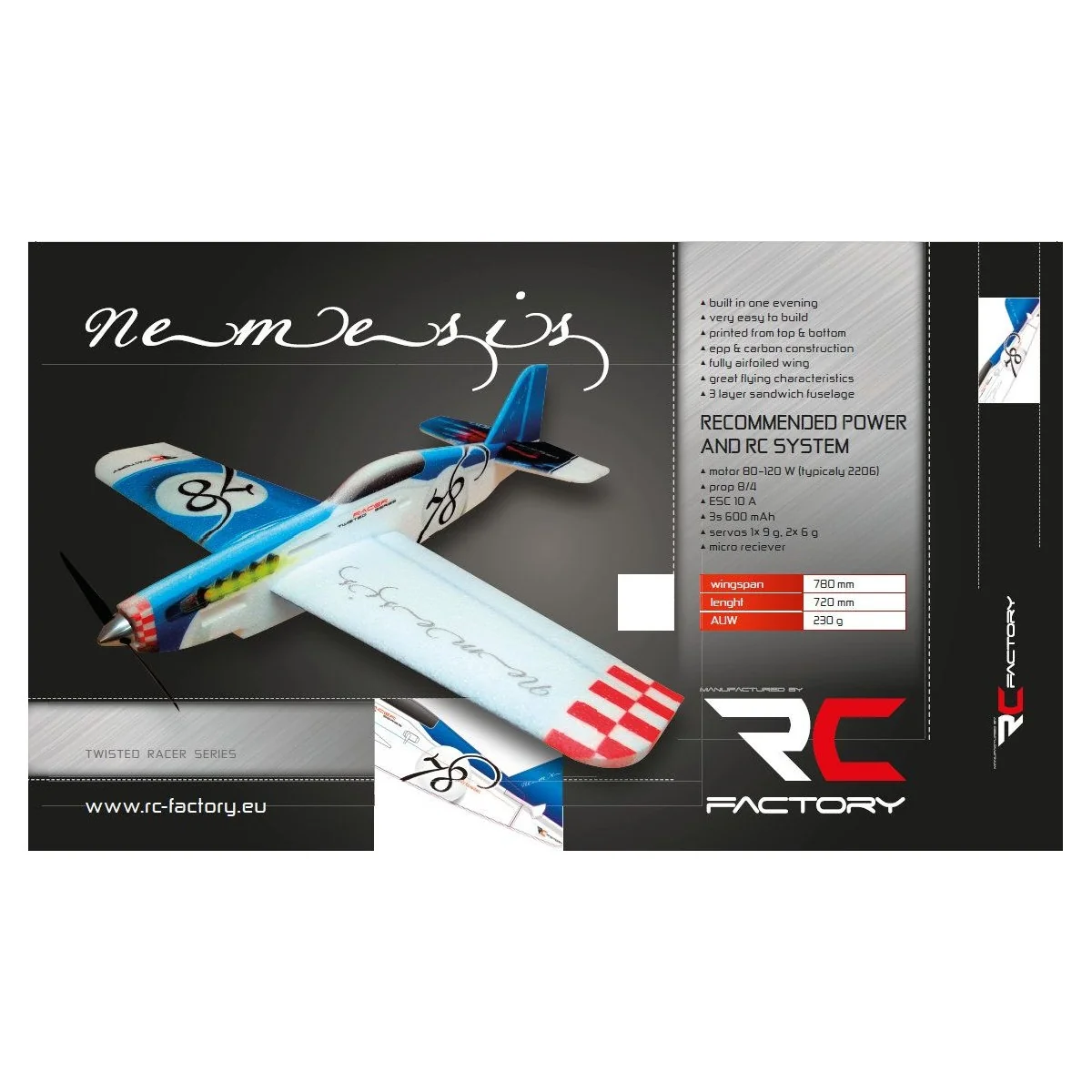 Nemesis bleu 780mm Kit EPP RC Factory RC Factory TR03 - 2