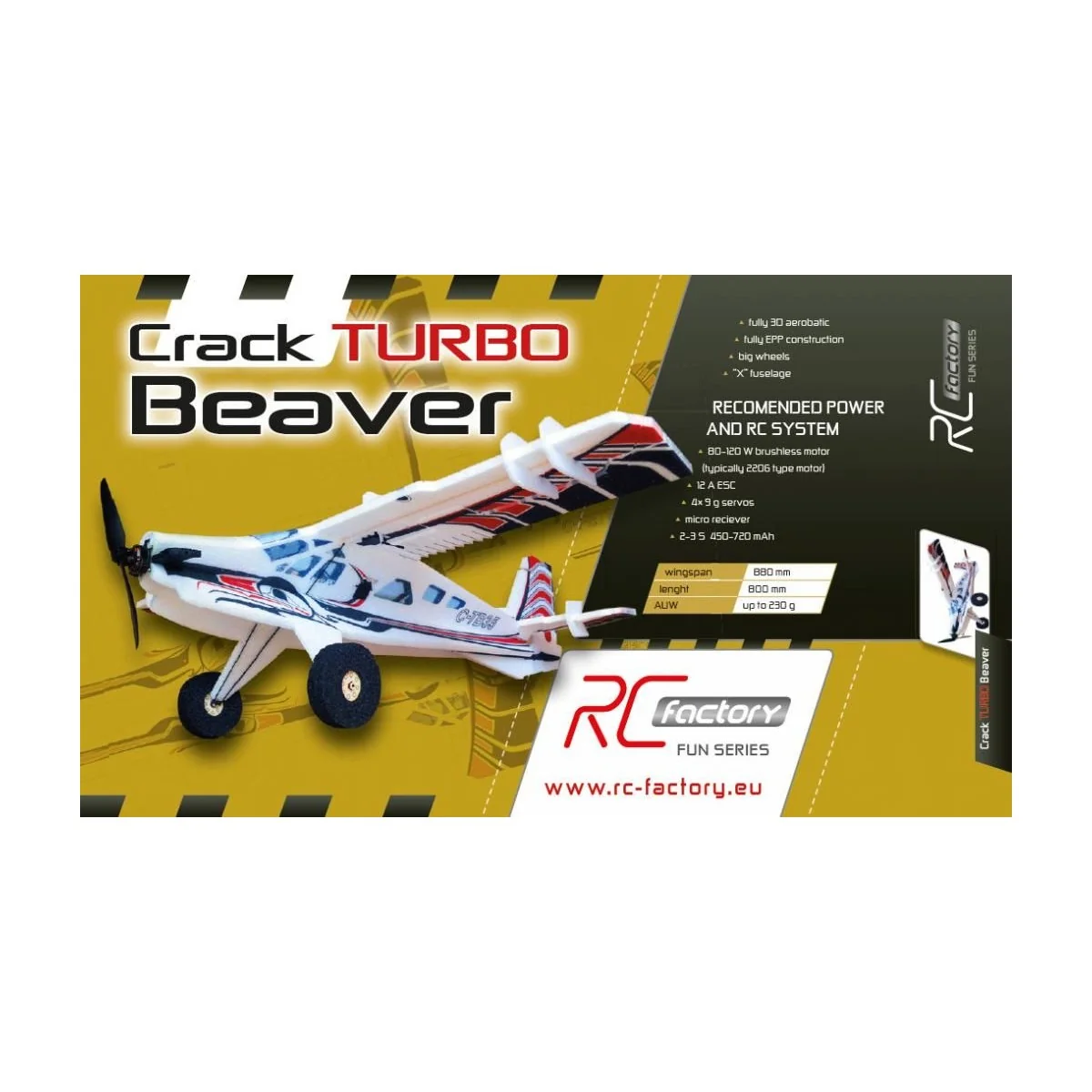 Crack Turbo Beaver rouge 880mm Kit EPP RC Factory RC Factory T00 - 2