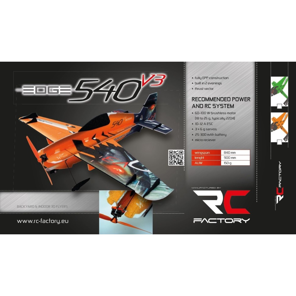 EDGE 540 V3 Orange SuperLite 840mm Kit EPP RC Factory RC Factory S09 - 3