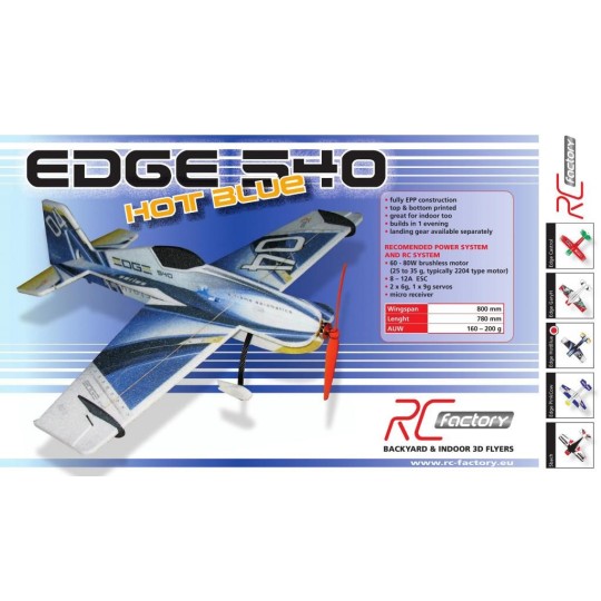 B04-Edge 540 Hot Blue Backyard Series 800mm Kit EPP RC Factory