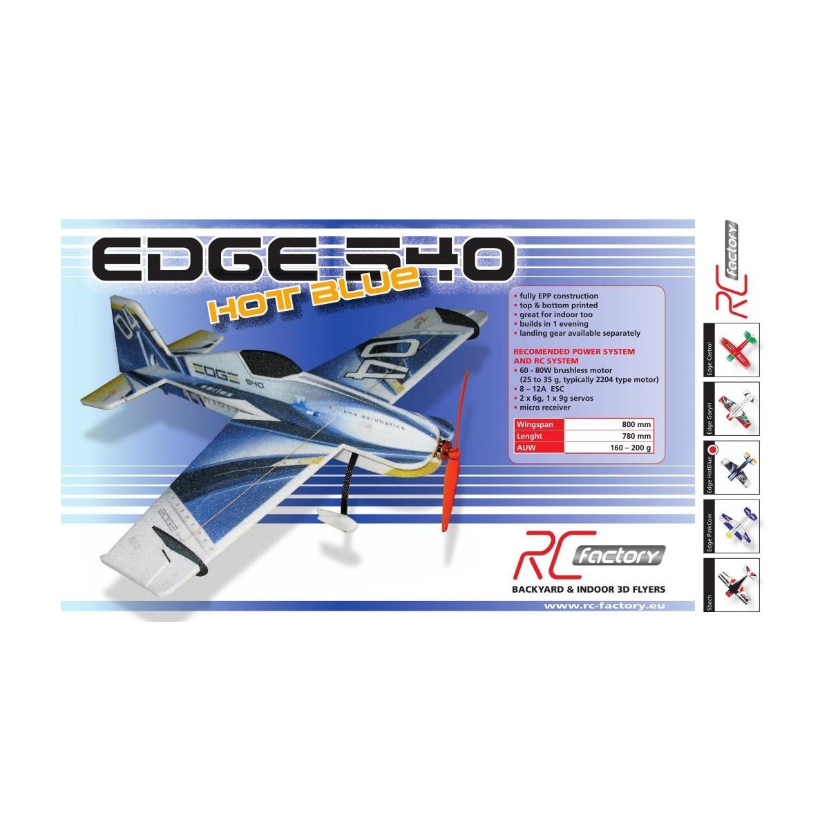 Edge 540 Hot Blue Backyard Series 800mm Kit EPP RC Factory RC Factory B04 - 2