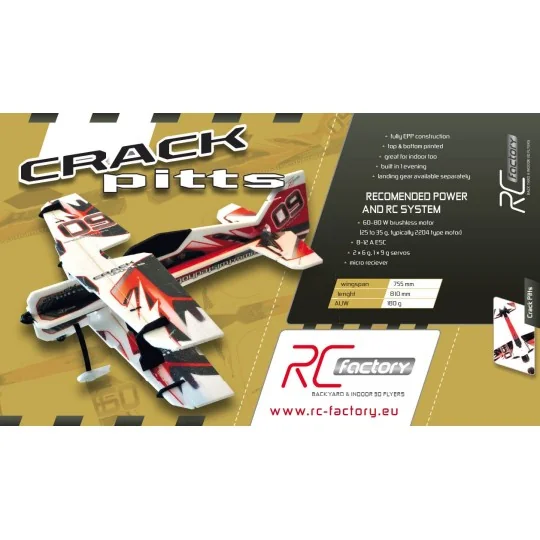 B12-Crack Pitts Jaune Backyard Series 755mm Kit EPP RC Factory - B12