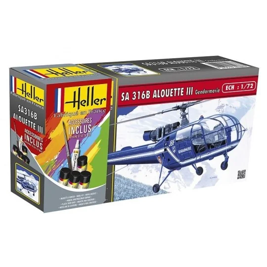 HEL-56286-Alouette III Gendarmerie 1/72 Heller + glues and paints
