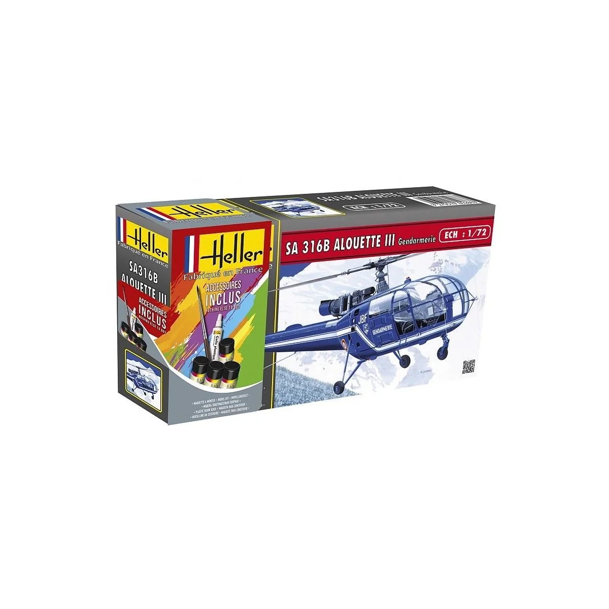 Alouette III Gendarmerie 1/72 Heller + colle et peintures Heller HEL-56286 - 1
