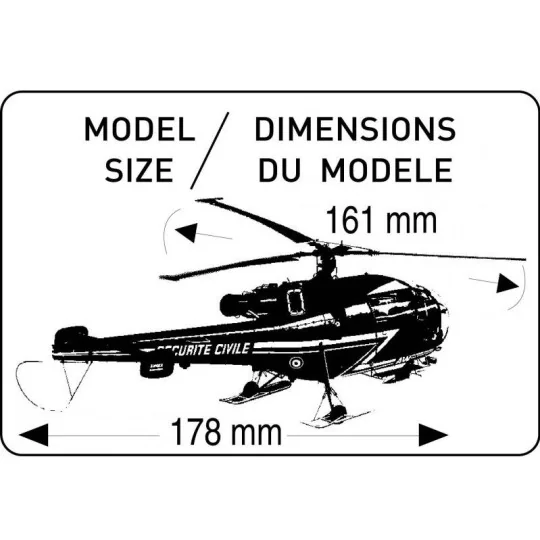 HEL-56289-Alouette III Sécurité Civile 1/72 Heller + colle et peintures