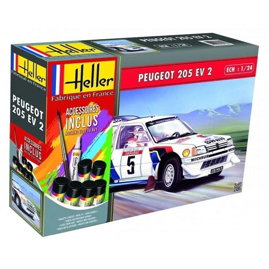 Peugeot 205 1/24 Heller EV2 + glues and paints Heller HEL-56716 - 1 HEL-56716-Peugeot 205 1/24 Heller EV2 + glues and paints - HEL-56716