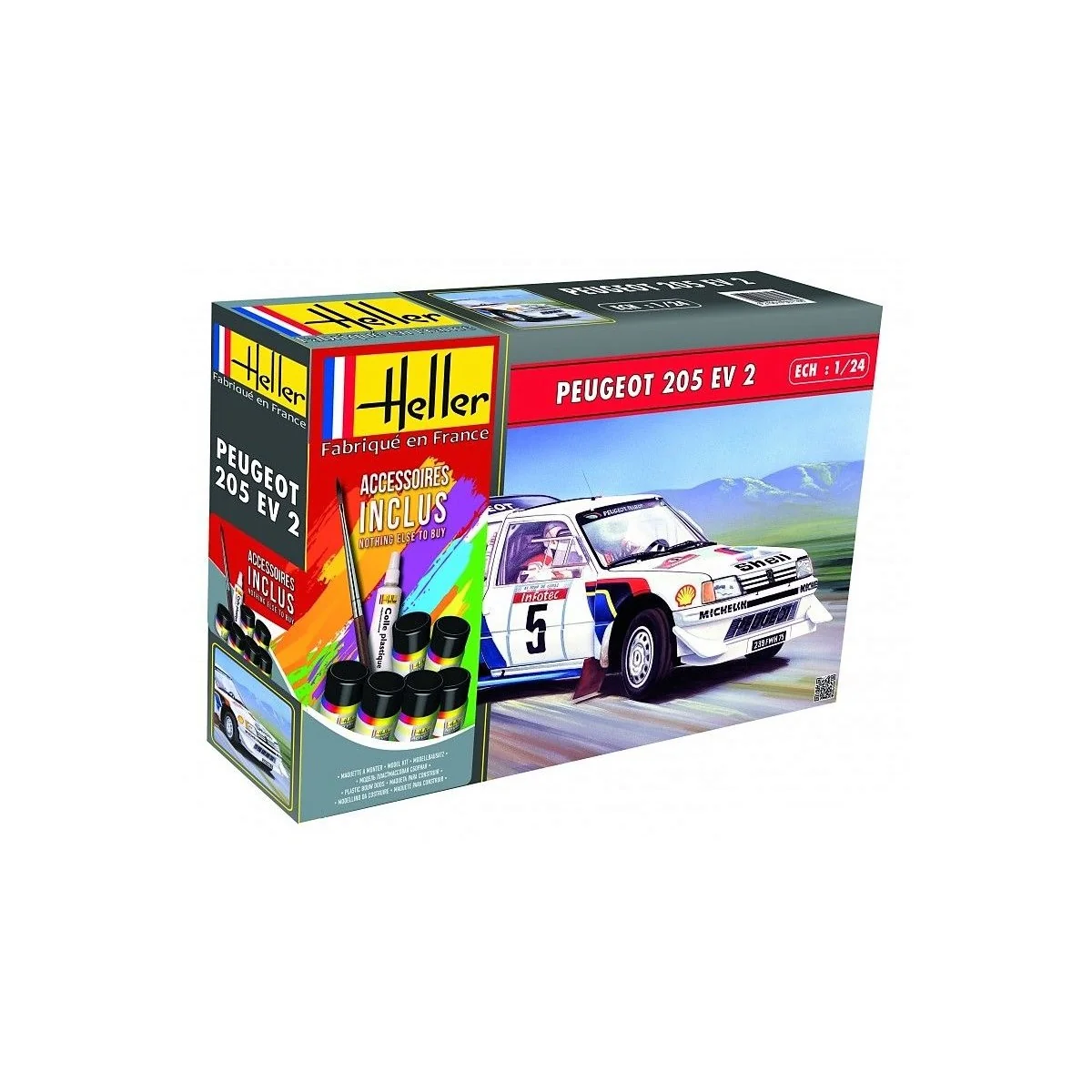 Peugeot 205 1/24 Heller EV2 + glues and paints Heller HEL-56716 - 1 Peugeot 205 1/24 Heller EV2 + glues and paints Heller HEL-56716 - 1