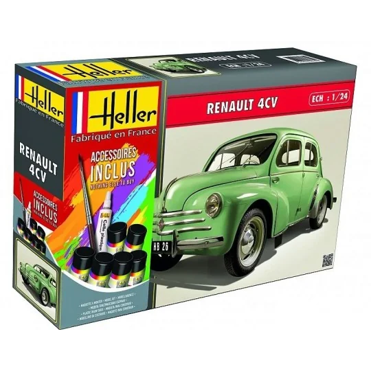 Renault 4 CV 1/24 Heller + glues and paints Heller HEL-56762 - 1 HEL-56762-Renault 4 CV 1/24 Heller + glues and paints - HEL-56762