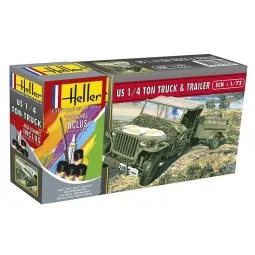 Jeep Willys US 1/4 your Truck & Trailer 1/72 Heller + glues and paints Heller 56997 - 1