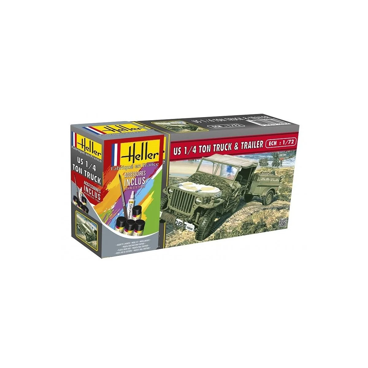 Jeep Willys US 1/4 your Truck & Trailer 1/72 Heller + glues and paints Heller 56997 - 1 Jeep Willys US 1/4 your Truck & Trailer 1/72 Heller + glues and paints Heller 56997 - 1